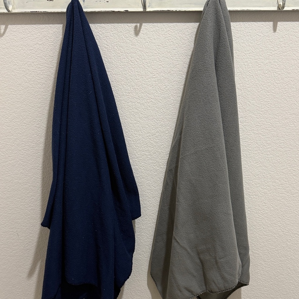 Navy and Gray Fleece Blankets